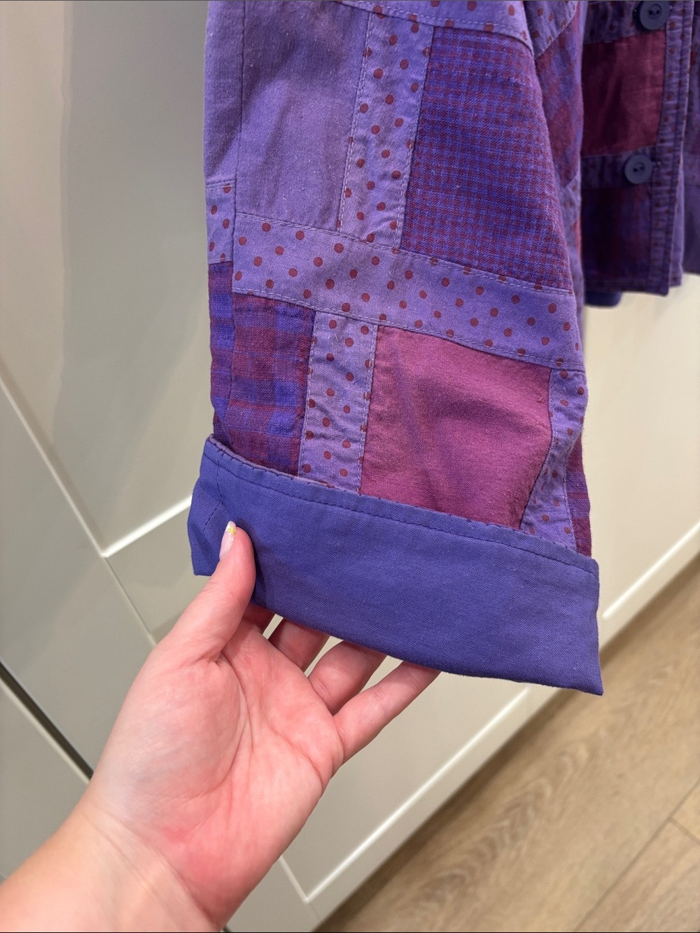 Purple Patchwork Button-Front Jacket - Picture 4 of 7